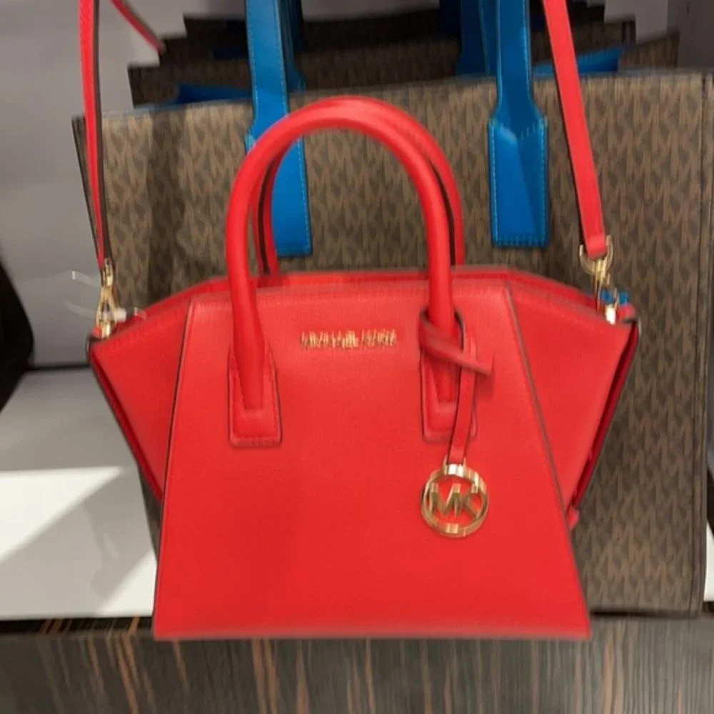 Michael Kors Avril Small Leather Top-Zip Satchel Color Flame - Picture 15 of 16